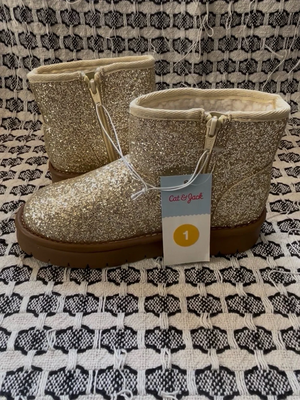 Cat & Jack Kids Gold Glitter Ankle Boots